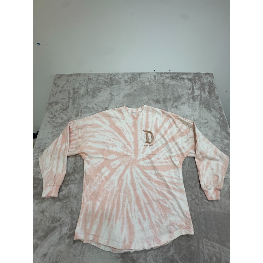 Disney Parks Spirit Jersey Size Small Pink Tie Dye Puff Print‎ Long Sleeve EUC